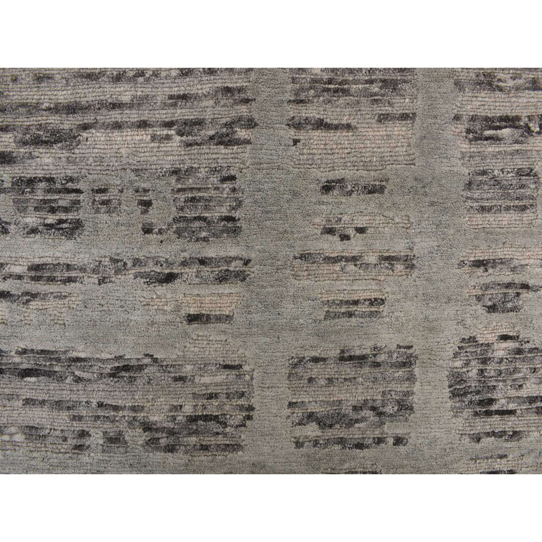 2'7" x 12'1" New Hand Knotted Grey Wool Runner Oriental Rug - MOA10278246