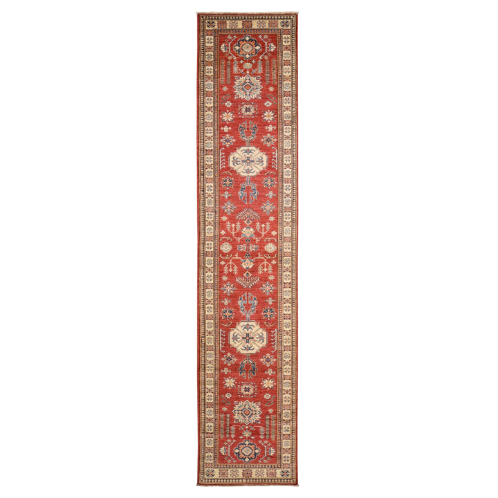 2'7" x 13'1" New Hand Knotted Red Cotton Runner Oriental Rug - MOA10278251