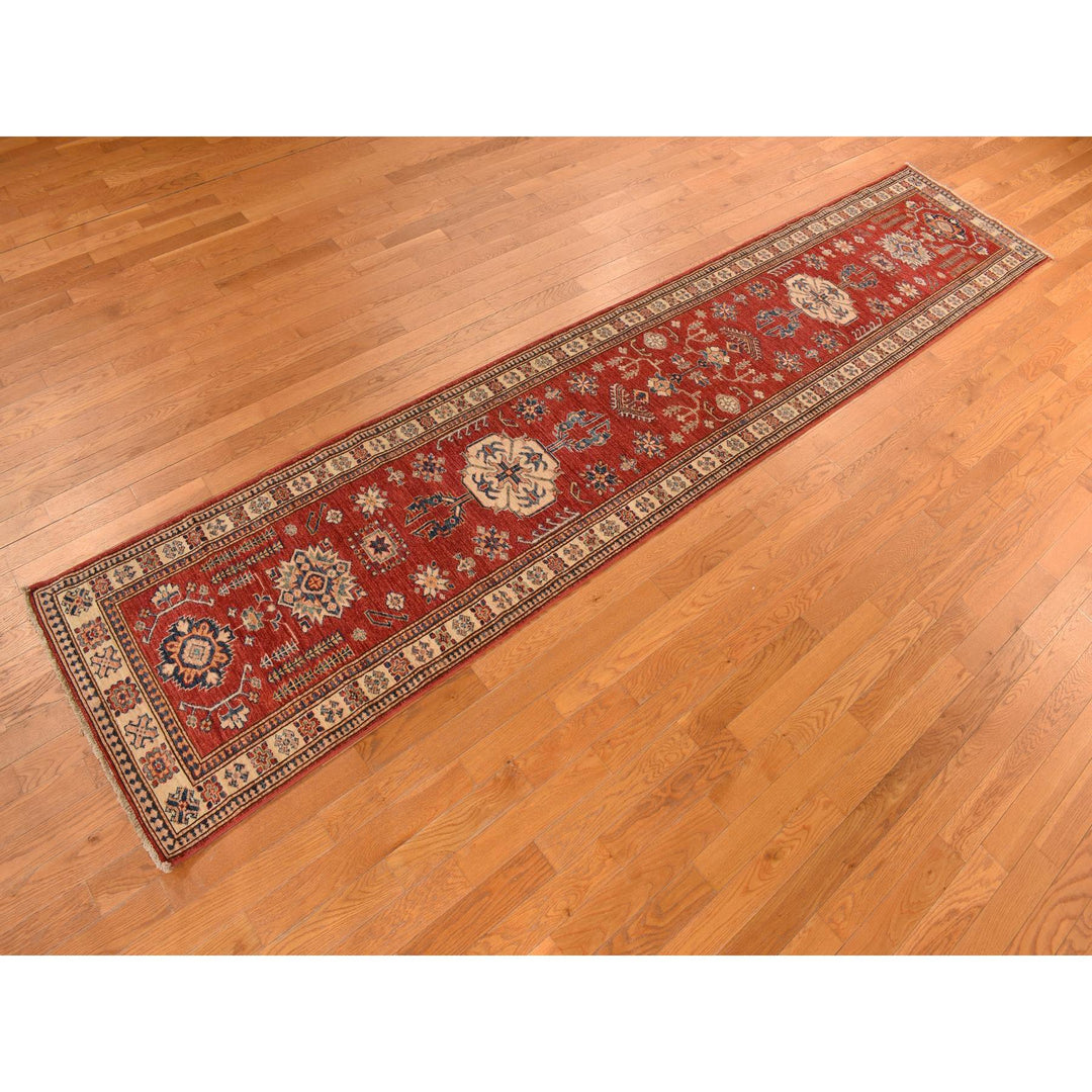 2'7" x 13'1" New Hand Knotted Red Cotton Runner Oriental Rug - MOA10278251