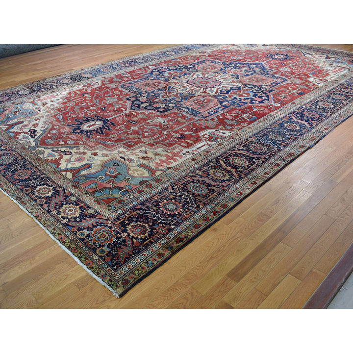 12'1" x 19'2" Vintage Hand Knotted Red Wool Rectangle Oriental Rug - MOA10278261