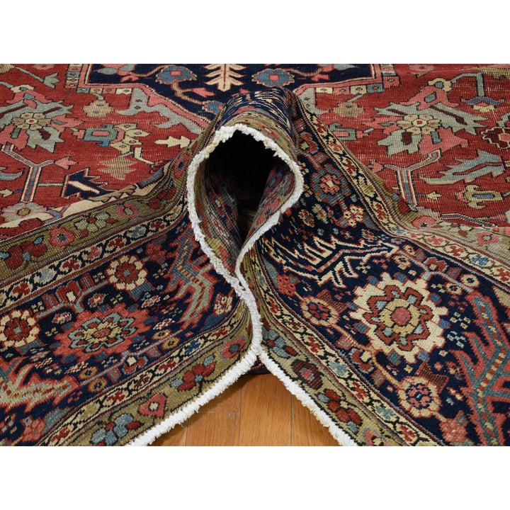 12'1" x 19'2" Vintage Hand Knotted Red Wool Rectangle Oriental Rug - MOA10278261
