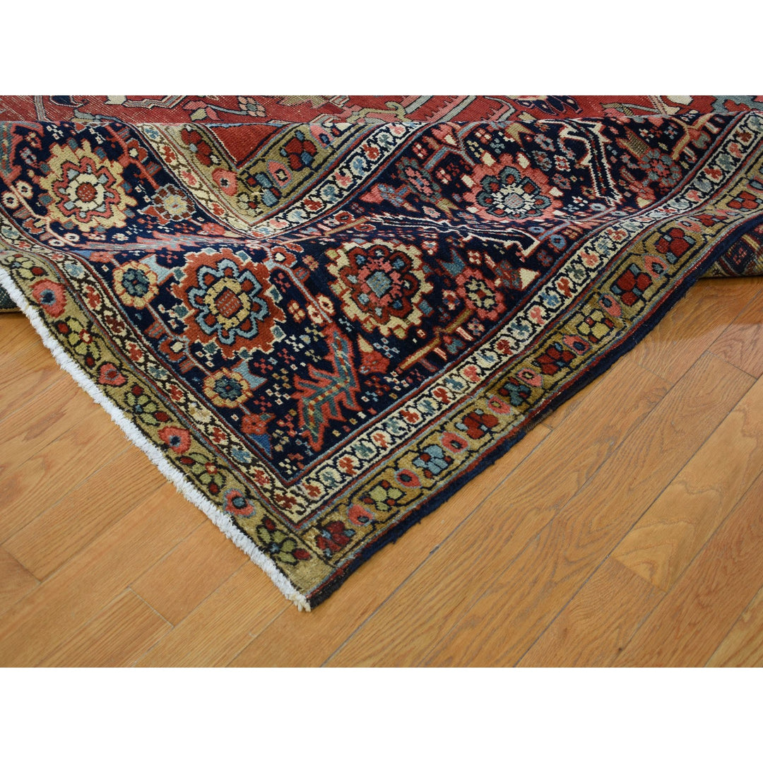 12'1" x 19'2" Vintage Hand Knotted Red Wool Rectangle Oriental Rug - MOA10278261