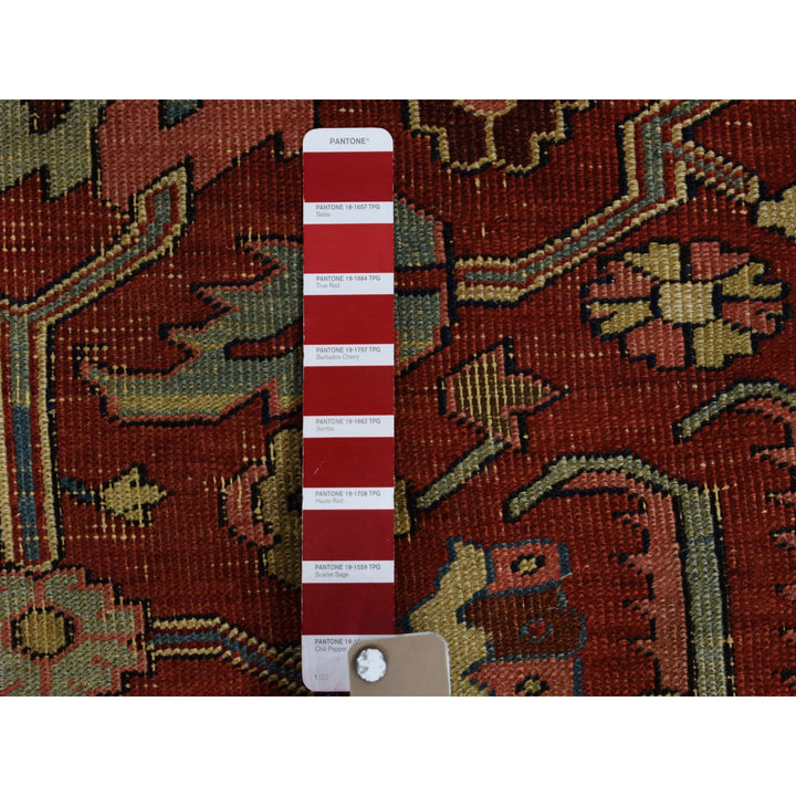 12'1" x 19'2" Vintage Hand Knotted Red Wool Rectangle Oriental Rug - MOA10278261