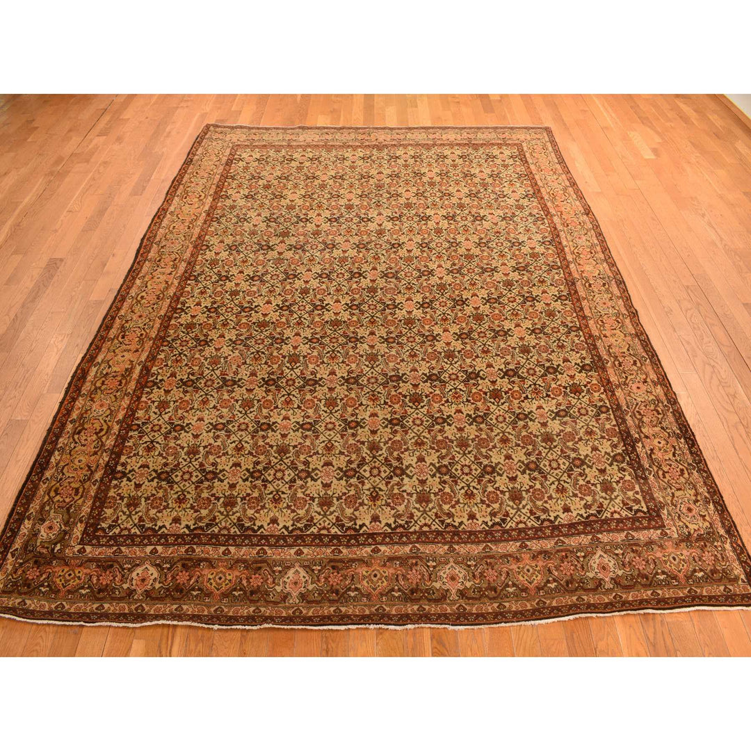 8'3" x 11'5" Vintage Hand Knotted Brown Wool Rectangle Oriental Rug - MOA10278266