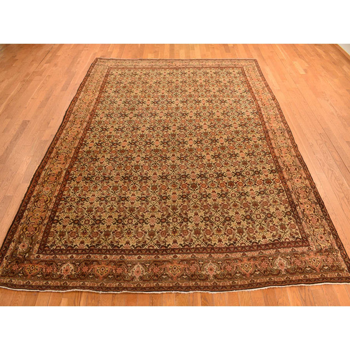 8'3" x 11'5" Vintage Hand Knotted Brown Wool Rectangle Oriental Rug - MOA10278266