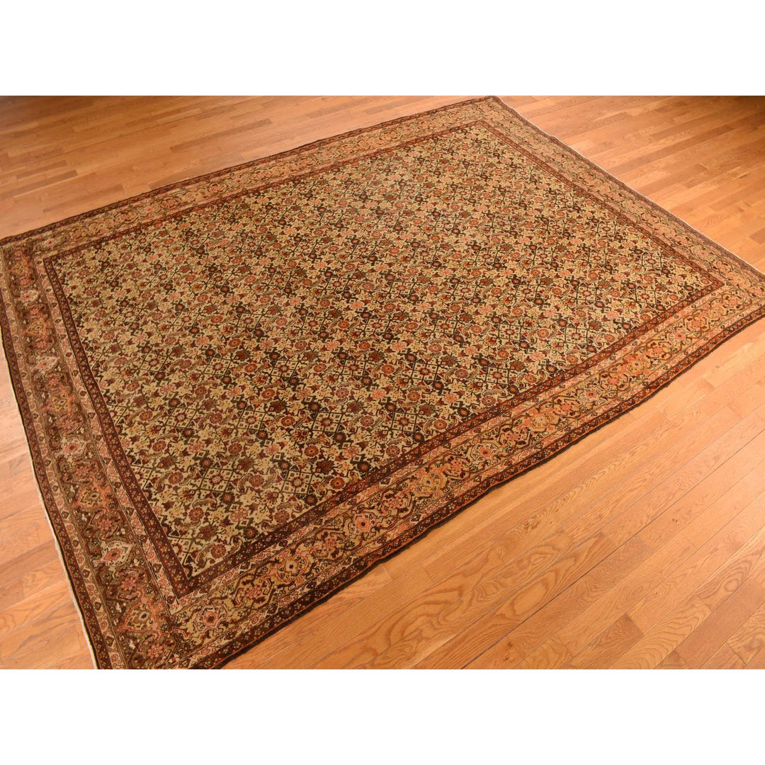 8'3" x 11'5" Vintage Hand Knotted Brown Wool Rectangle Oriental Rug - MOA10278266