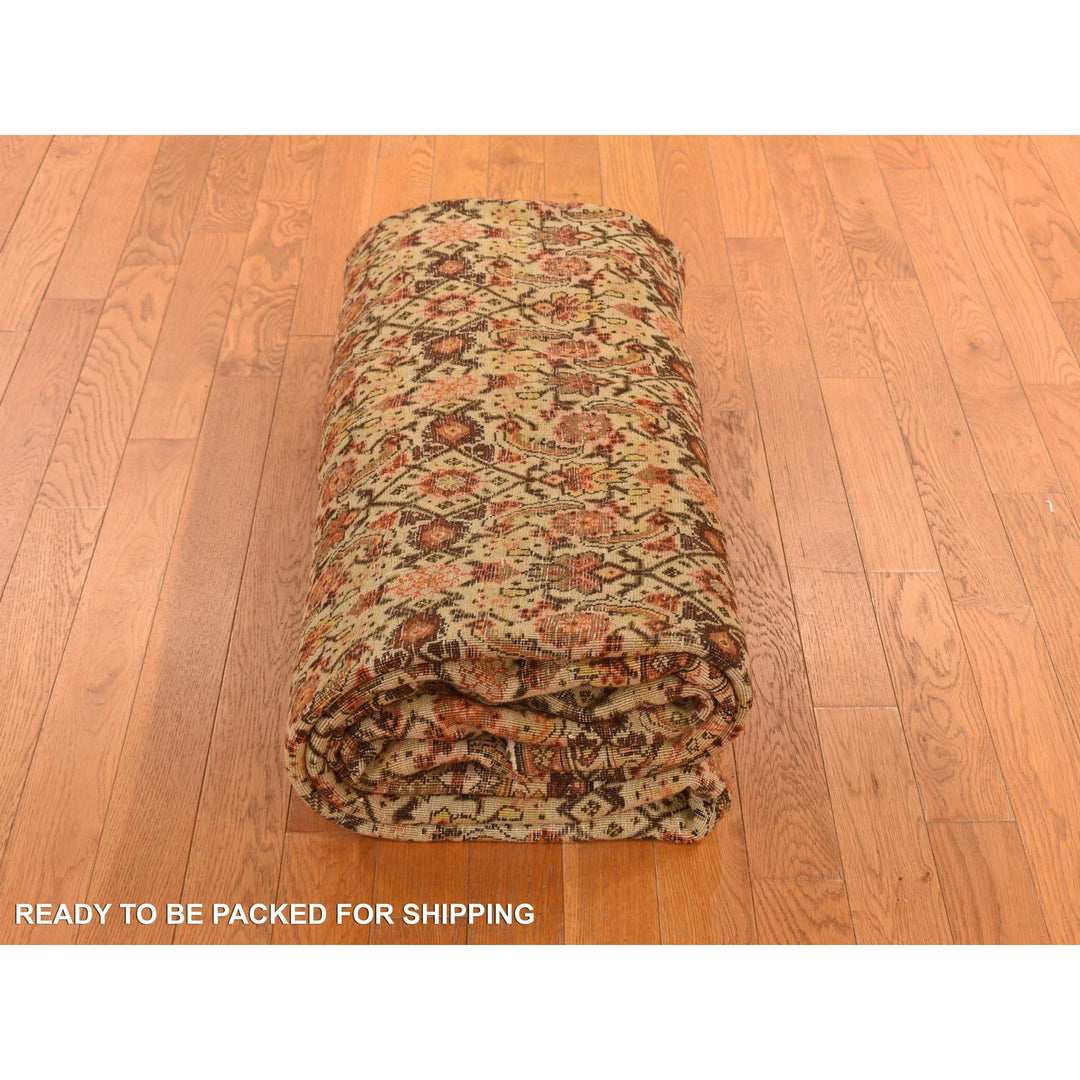 8'3" x 11'5" Vintage Hand Knotted Brown Wool Rectangle Oriental Rug - MOA10278266