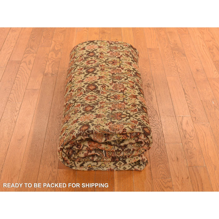 8'3" x 11'5" Vintage Hand Knotted Brown Wool Rectangle Oriental Rug - MOA10278266