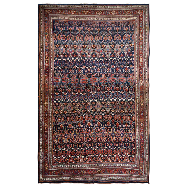 12'6" x 20'1" Vintage Hand Knotted Blue Wool Rectangle Oriental Rug - MOA10278272