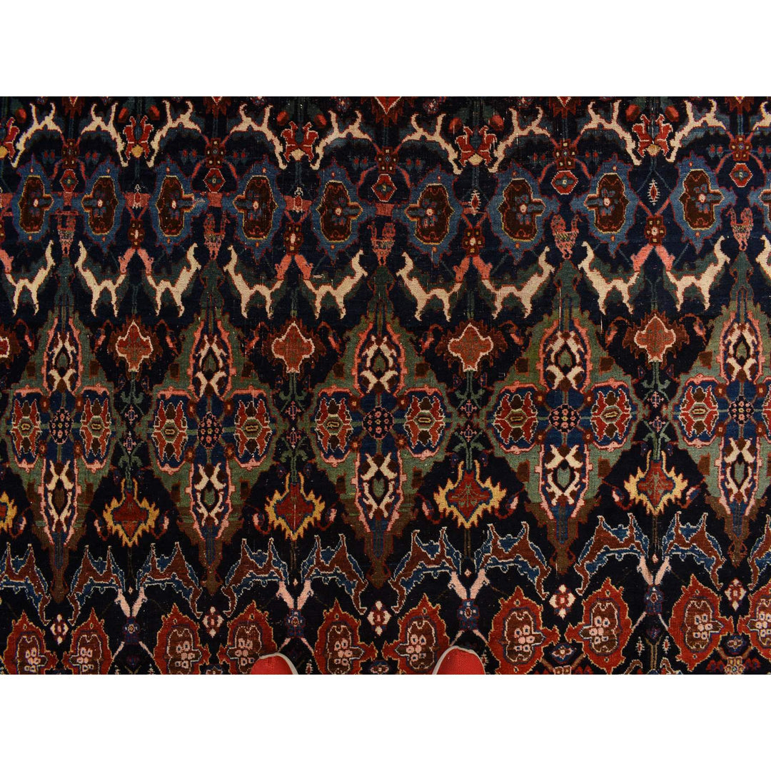 12'6" x 20'1" Vintage Hand Knotted Blue Wool Rectangle Oriental Rug - MOA10278272