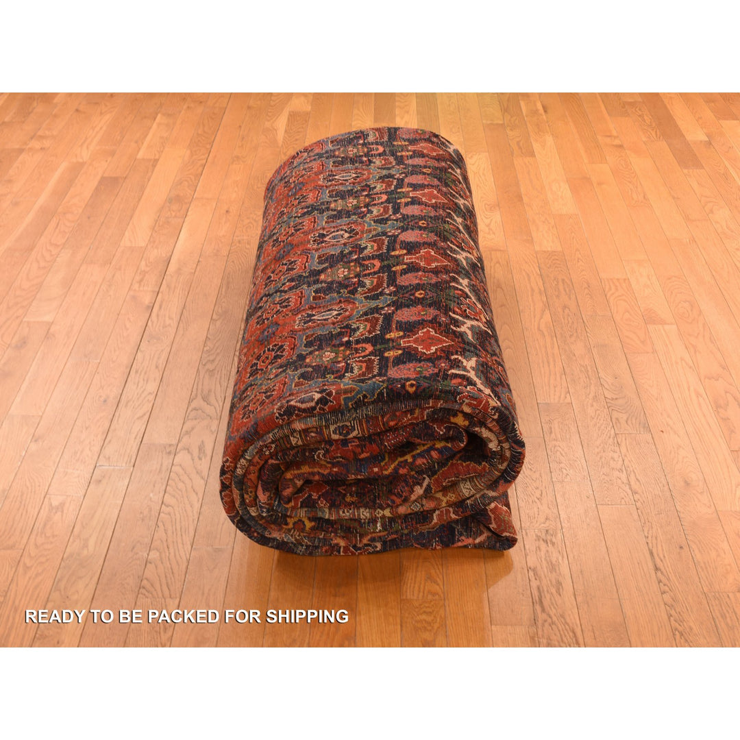 12'6" x 20'1" Vintage Hand Knotted Blue Wool Rectangle Oriental Rug - MOA10278272
