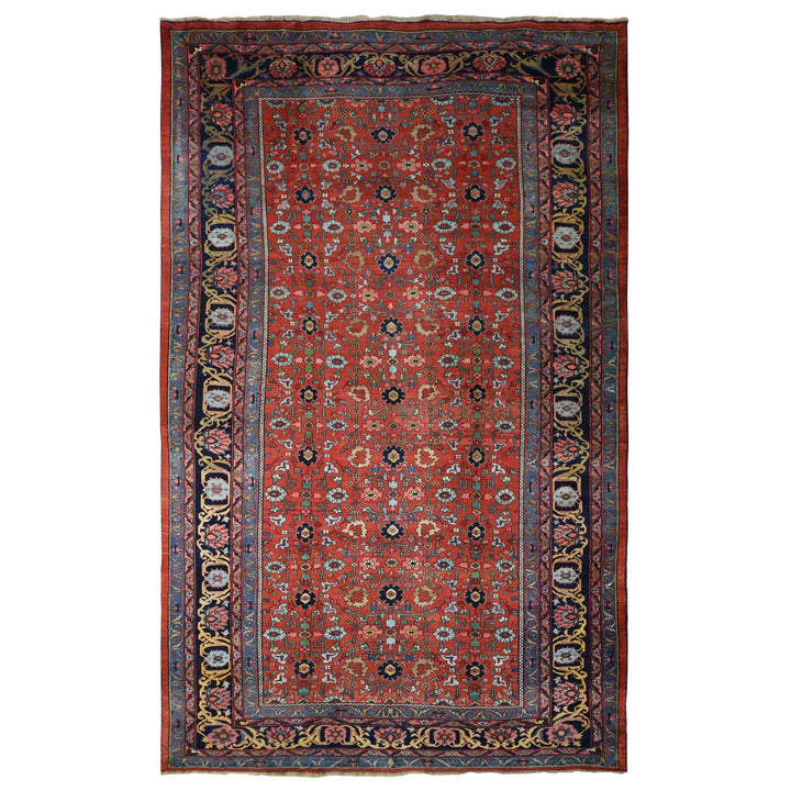 11'2" x 18'5" Vintage Hand Knotted Red Wool Rectangle Oriental Rug - MOA10278275