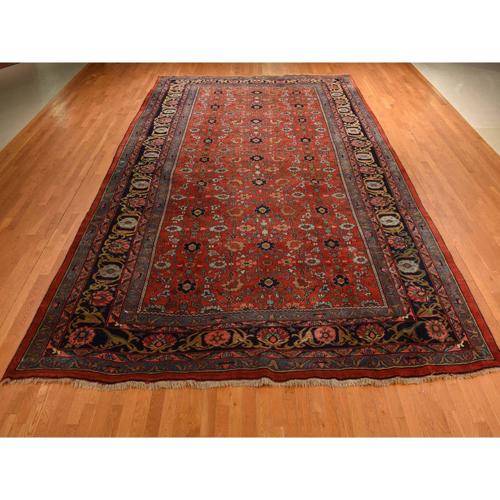 11'2" x 18'5" Vintage Hand Knotted Red Wool Rectangle Oriental Rug - MOA10278275