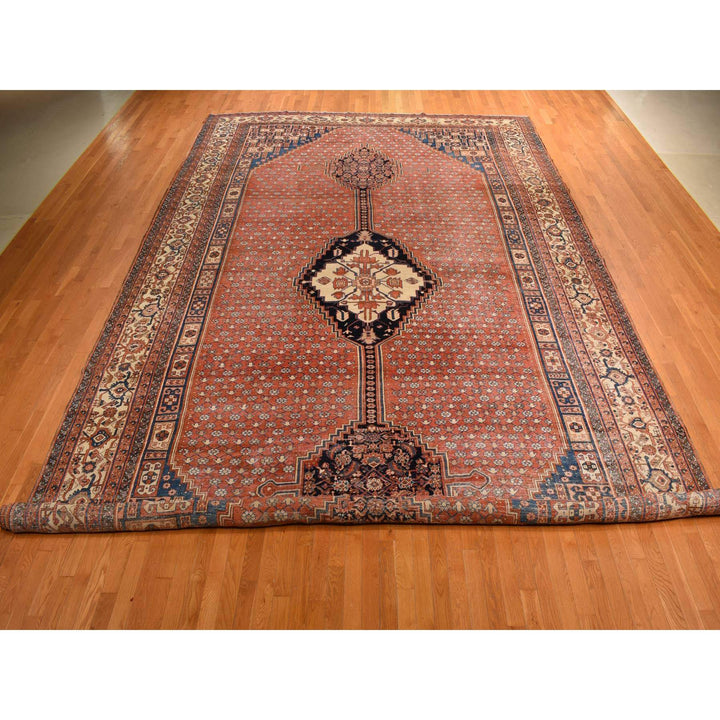 12'6" x 19'6" Vintage Hand Knotted Red Wool Rectangle Oriental Rug - MOA10278276