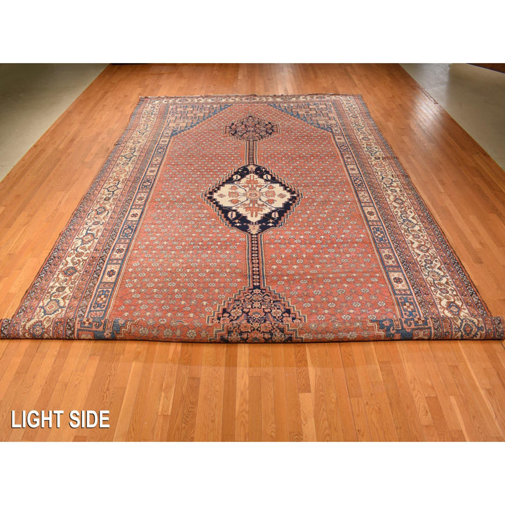 12'6" x 19'6" Vintage Hand Knotted Red Wool Rectangle Oriental Rug - MOA10278276