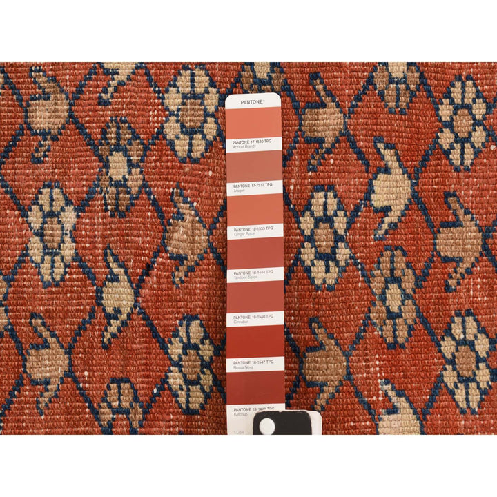 12'6" x 19'6" Vintage Hand Knotted Red Wool Rectangle Oriental Rug - MOA10278276