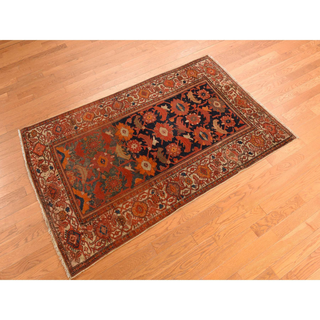 4'0" x 6'2" Vintage Hand Knotted Orange Wool Rectangle Oriental Rug - MOA10278284