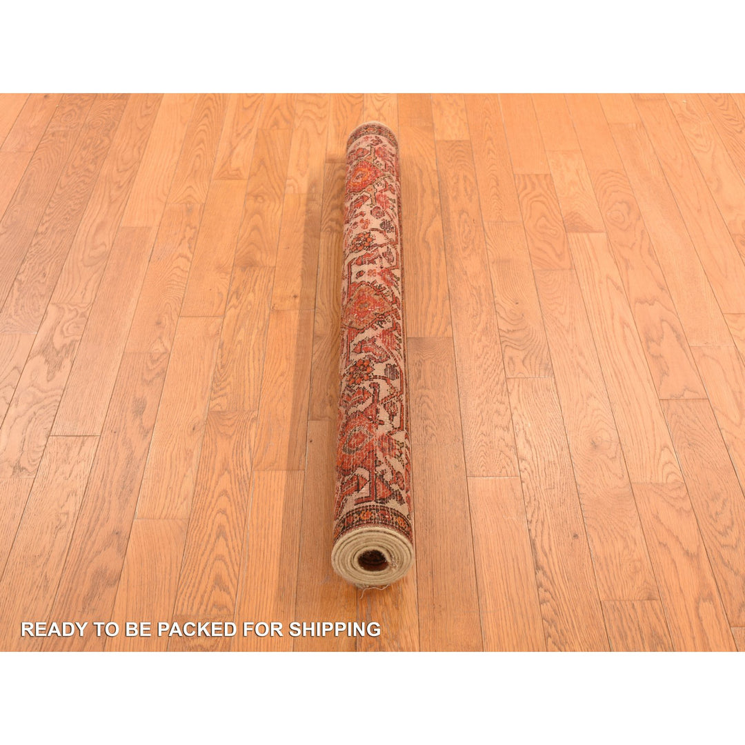 4'0" x 6'2" Vintage Hand Knotted Orange Wool Rectangle Oriental Rug - MOA10278284