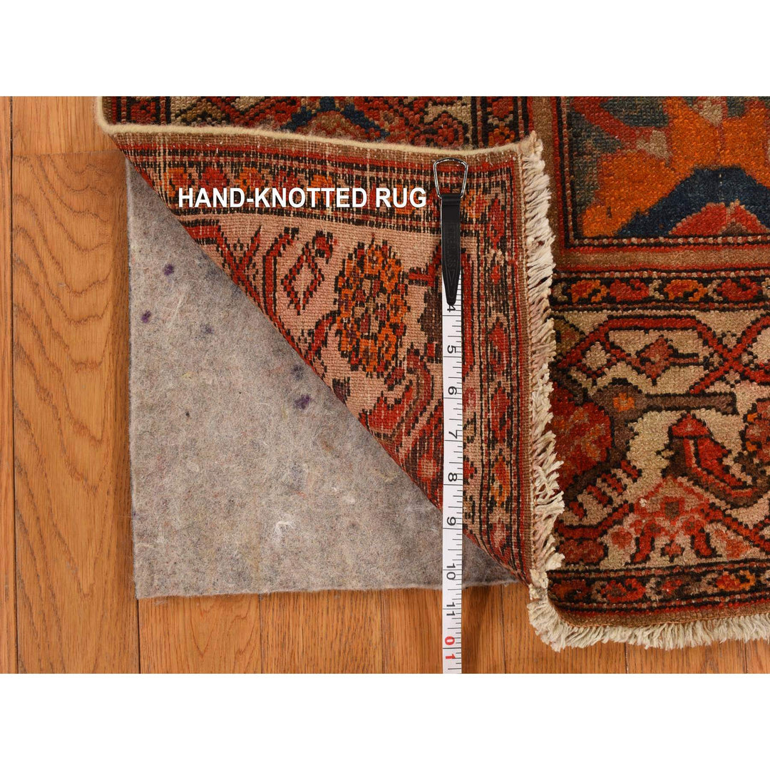 4'0" x 6'2" Vintage Hand Knotted Orange Wool Rectangle Oriental Rug - MOA10278284