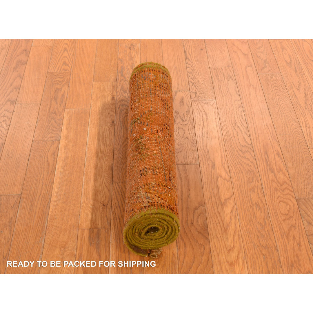 2'1" x 8'3" Vintage Hand Knotted Orange Wool Runner Oriental Rug - MOA10278285