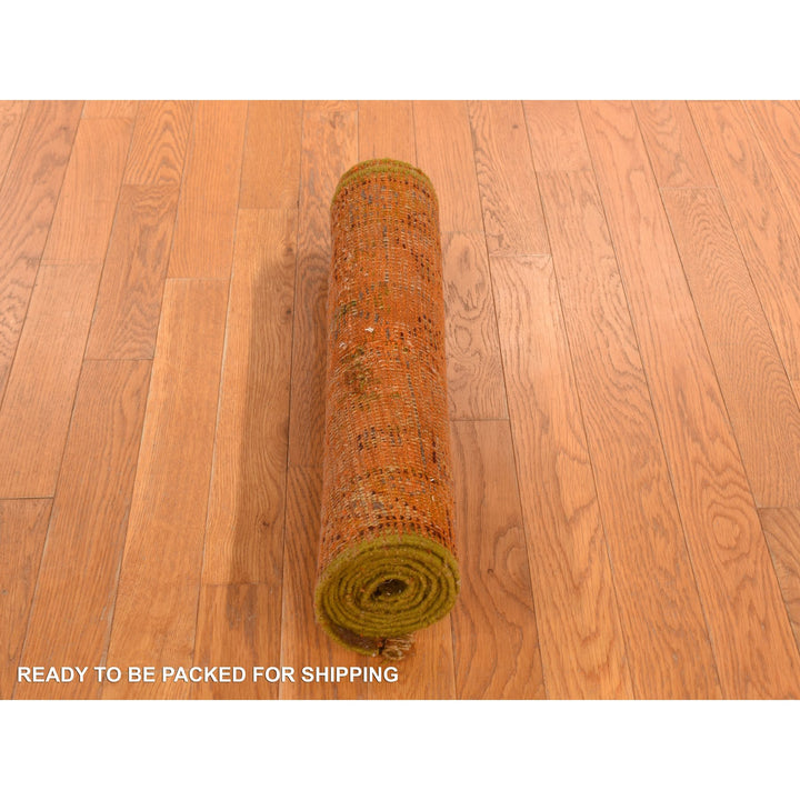 2'1" x 8'3" Vintage Hand Knotted Orange Wool Runner Oriental Rug - MOA10278285