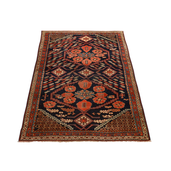 4'6" x 6'7" Vintage Hand Knotted Red Wool Rectangle Oriental Rug - MOA10278302