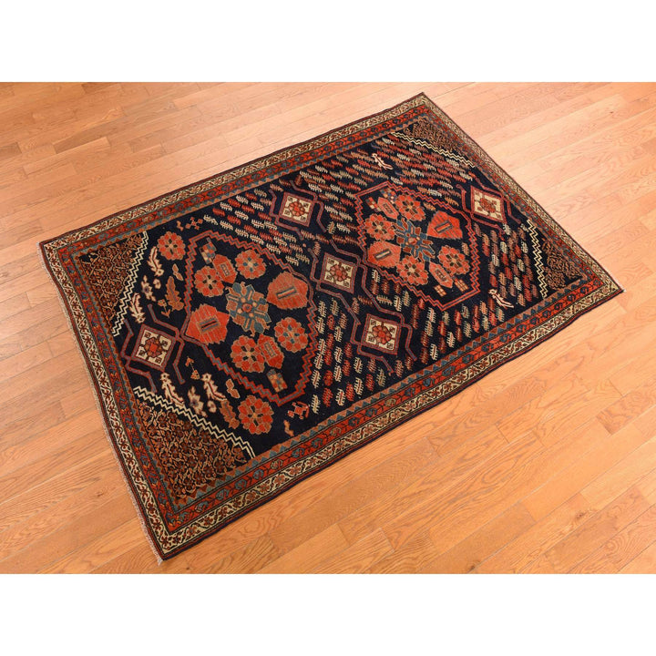 4'6" x 6'7" Vintage Hand Knotted Red Wool Rectangle Oriental Rug - MOA10278302