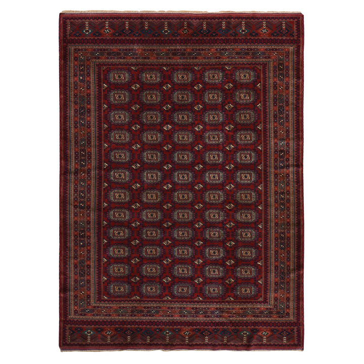 6'10" x 9'7" Vintage Hand Knotted Red Wool Rectangle Oriental Rug - MOA10278305
