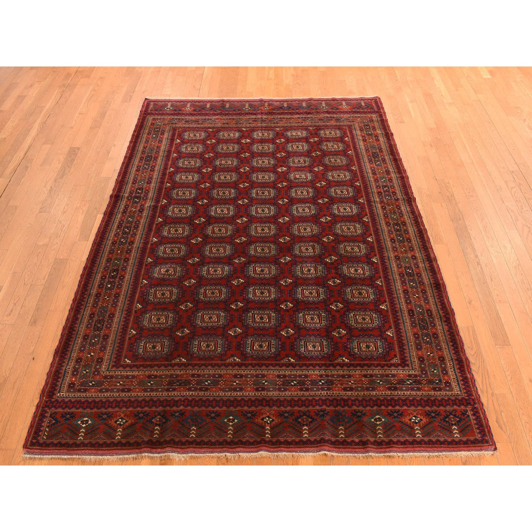 6'10" x 9'7" Vintage Hand Knotted Red Wool Rectangle Oriental Rug - MOA10278305