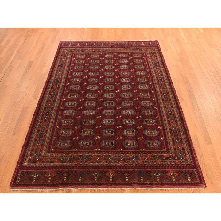 6'10" x 9'7" Vintage Hand Knotted Red Wool Rectangle Oriental Rug - MOA10278305
