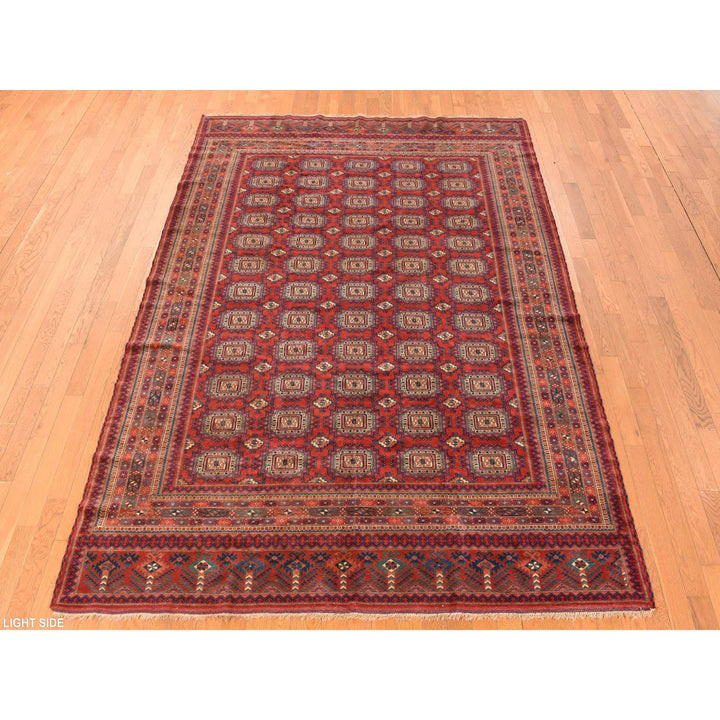 6'10" x 9'7" Vintage Hand Knotted Red Wool Rectangle Oriental Rug - MOA10278305