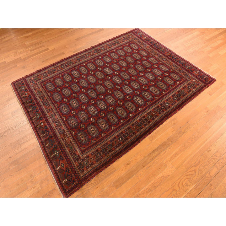 6'10" x 9'7" Vintage Hand Knotted Red Wool Rectangle Oriental Rug - MOA10278305