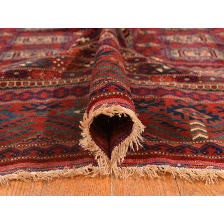 6'10" x 9'7" Vintage Hand Knotted Red Wool Rectangle Oriental Rug - MOA10278305