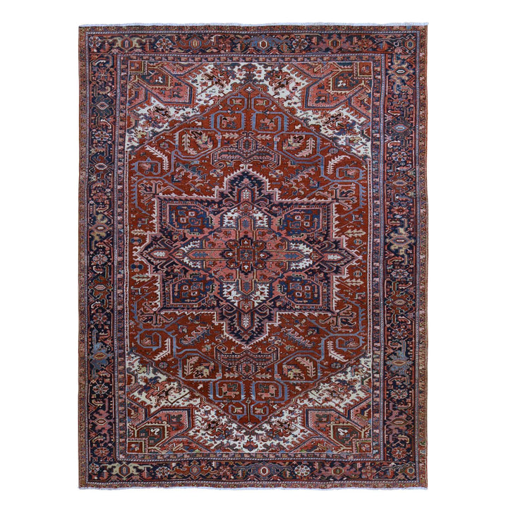 8'9" x 12'3" Vintage Hand Knotted Red Wool Rectangle Oriental Rug - MOA10278324
