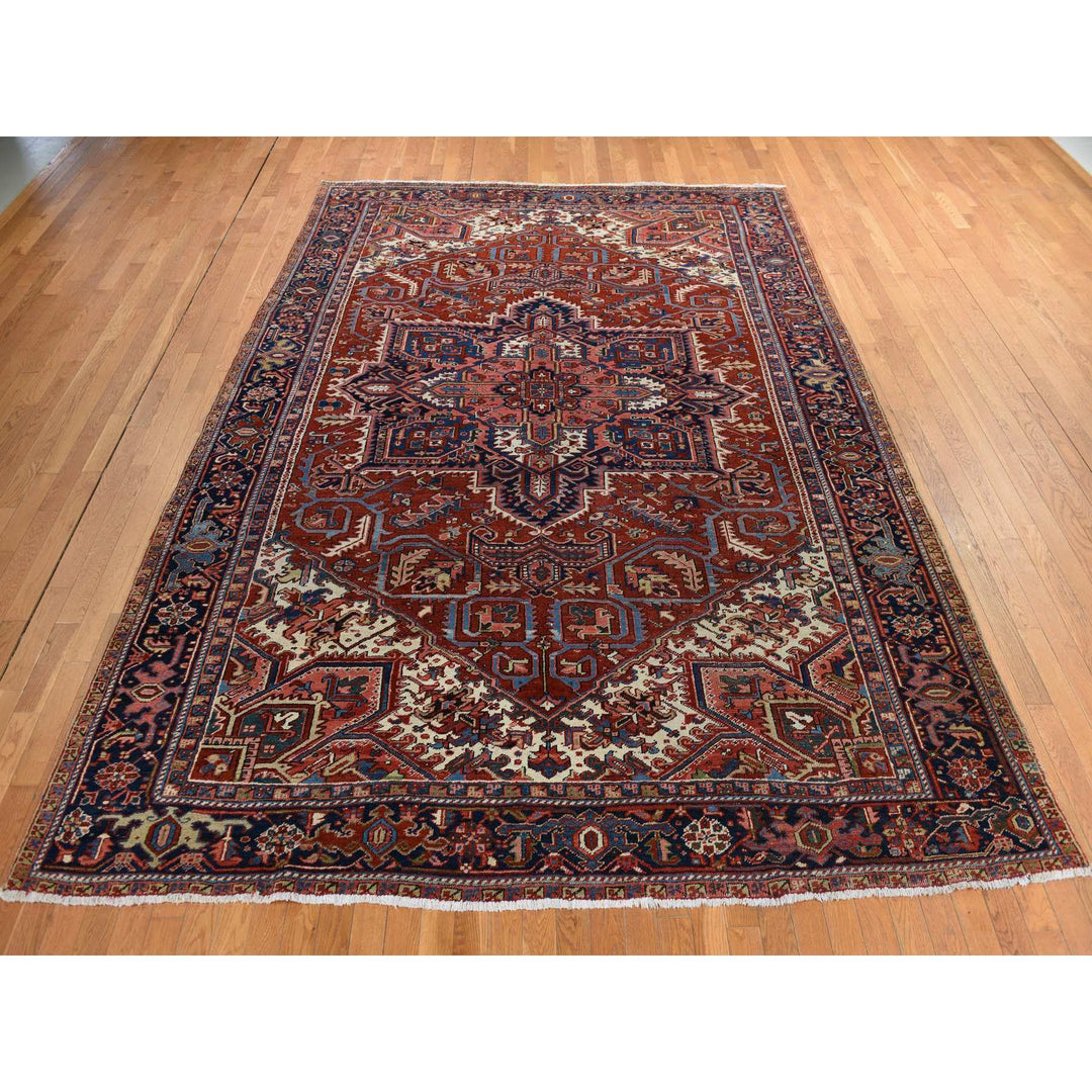 8'9" x 12'3" Vintage Hand Knotted Red Wool Rectangle Oriental Rug - MOA10278324
