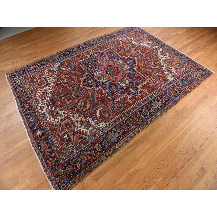 8'9" x 12'3" Vintage Hand Knotted Red Wool Rectangle Oriental Rug - MOA10278324
