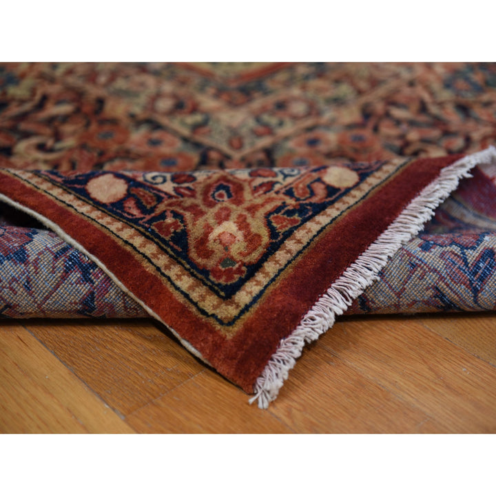 13'8" x 15'10" Vintage Hand Knotted Red Wool Square Oriental Rug - MOA10278326