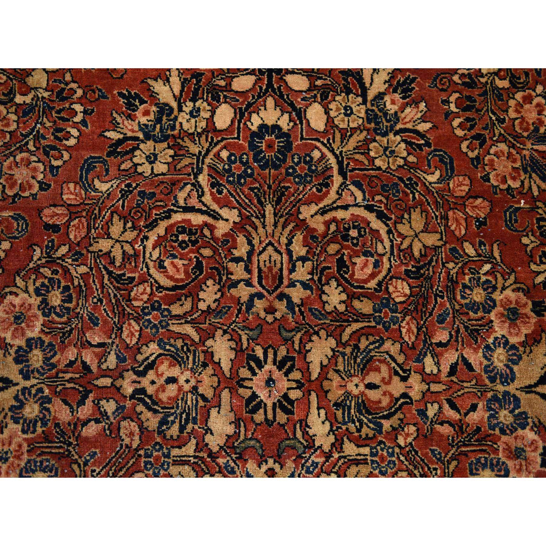 13'8" x 15'10" Vintage Hand Knotted Red Wool Square Oriental Rug - MOA10278326