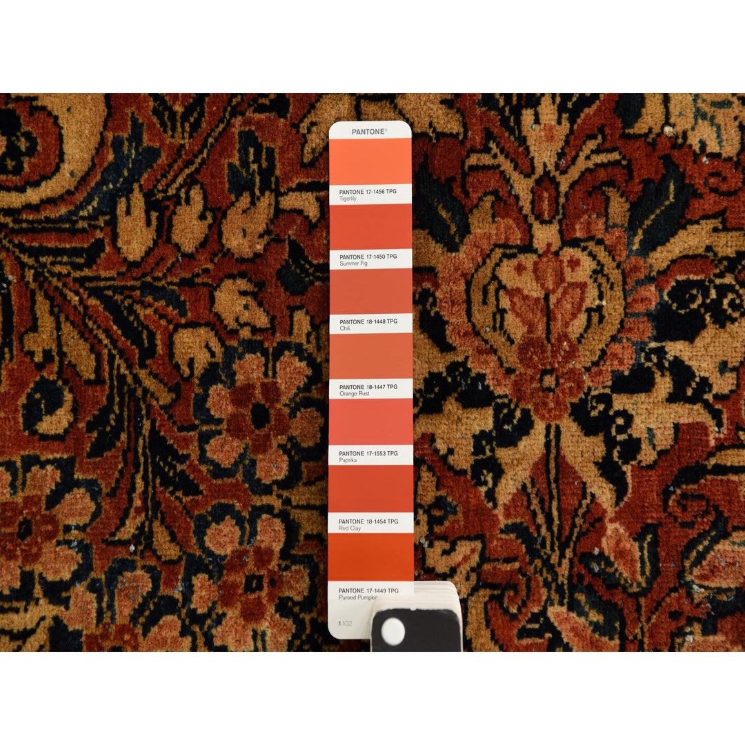 13'8" x 15'10" Vintage Hand Knotted Red Wool Square Oriental Rug - MOA10278326