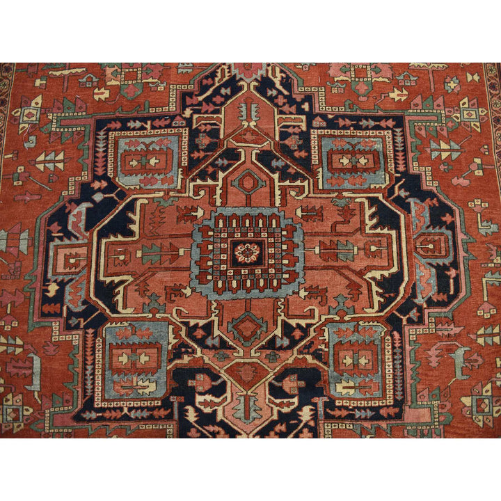9'2" x 14'0" Vintage Hand Knotted Red Wool Rectangle Oriental Rug - MOA10278327