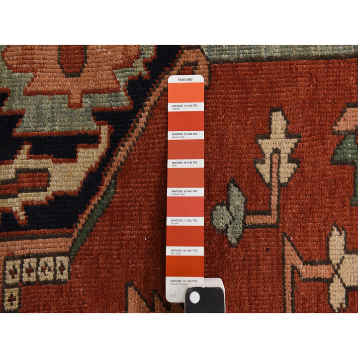 9'2" x 14'0" Vintage Hand Knotted Red Wool Rectangle Oriental Rug - MOA10278327