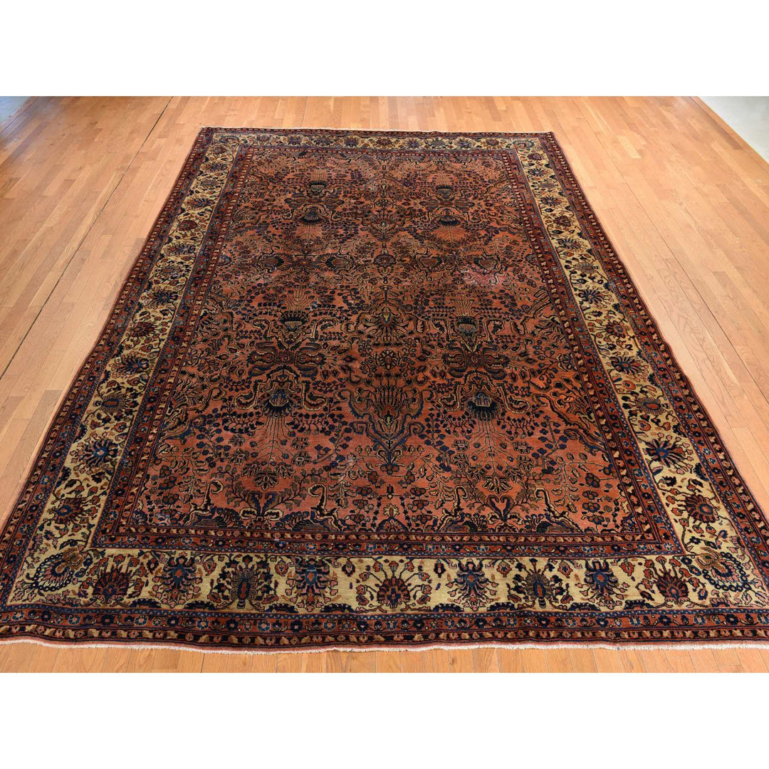 9'10" x 13'7" Vintage Hand Knotted Red Wool Rectangle Oriental Rug - MOA10278330
