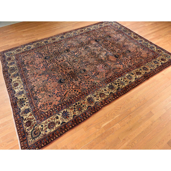 9'10" x 13'7" Vintage Hand Knotted Red Wool Rectangle Oriental Rug - MOA10278330