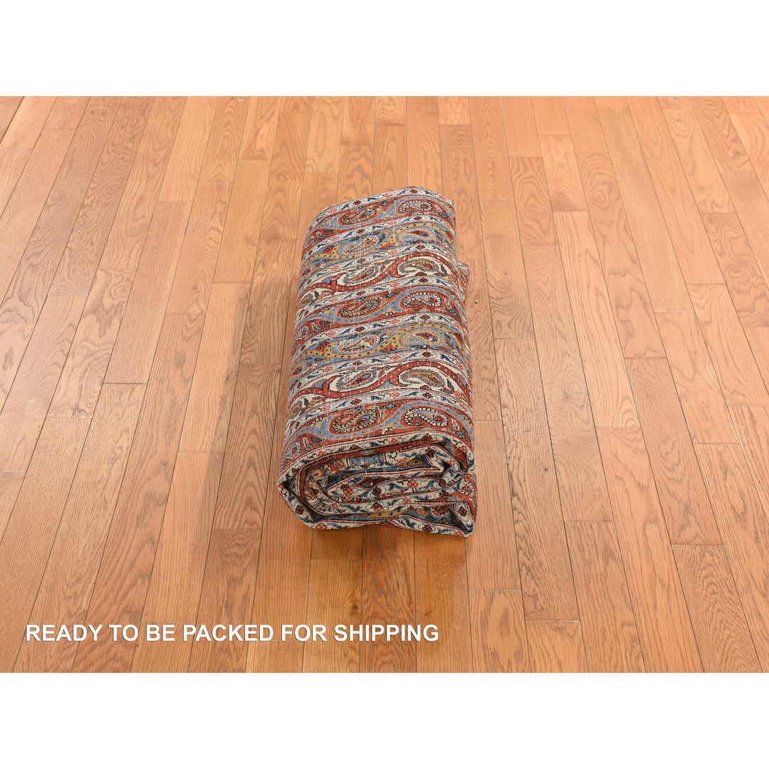 7'0" x 10'4" Vintage Hand Knotted Red Wool Rectangle Oriental Rug - MOA10278352