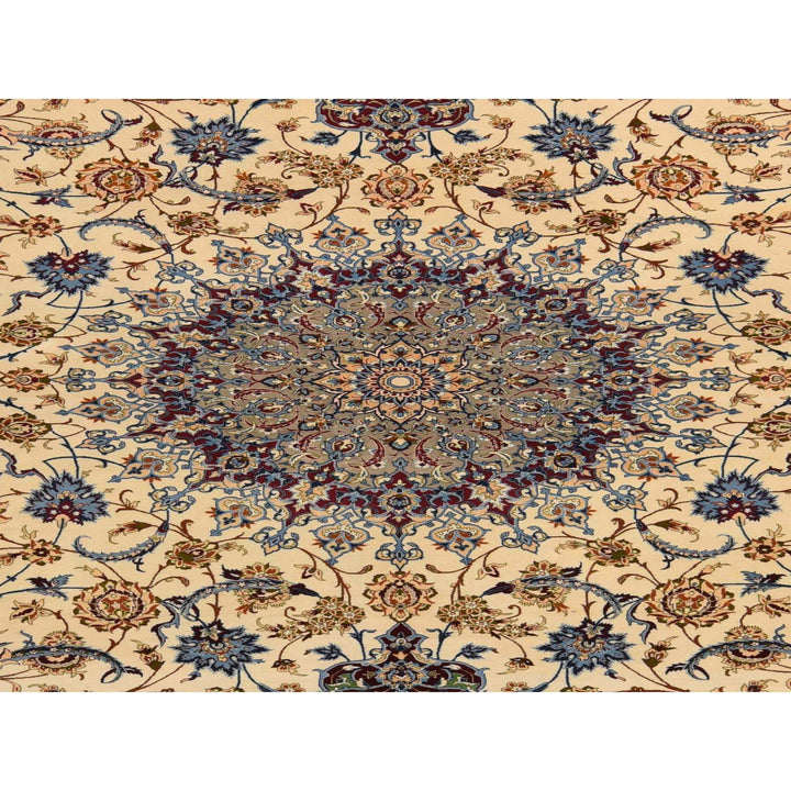 10'1" x 14'8" Vintage Hand Knotted Ivory Wool & Silk Rectangle Oriental Rug - MOA10278353
