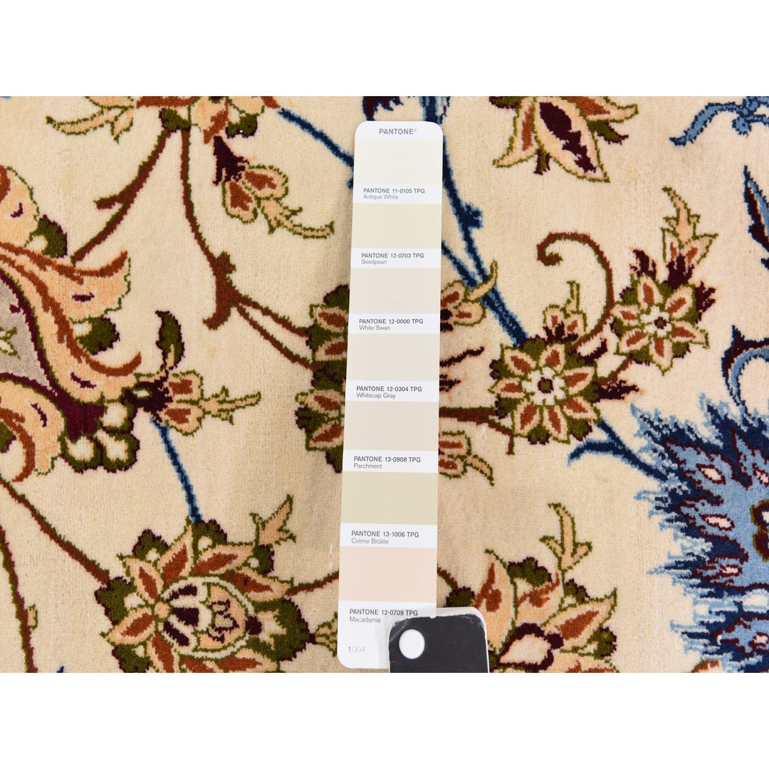 10'1" x 14'8" Vintage Hand Knotted Ivory Wool & Silk Rectangle Oriental Rug - MOA10278353