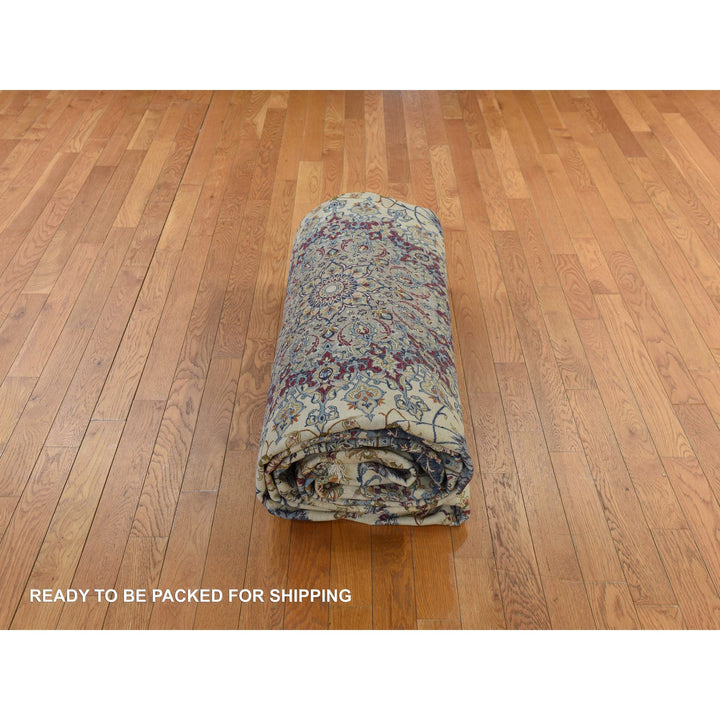 10'1" x 14'8" Vintage Hand Knotted Ivory Wool & Silk Rectangle Oriental Rug - MOA10278353
