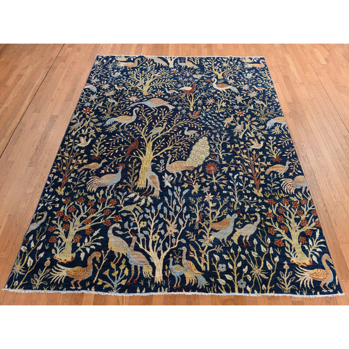 8'1" x 9'10" New Hand Knotted Blue Wool Rectangle Oriental Rug - MOA10278356