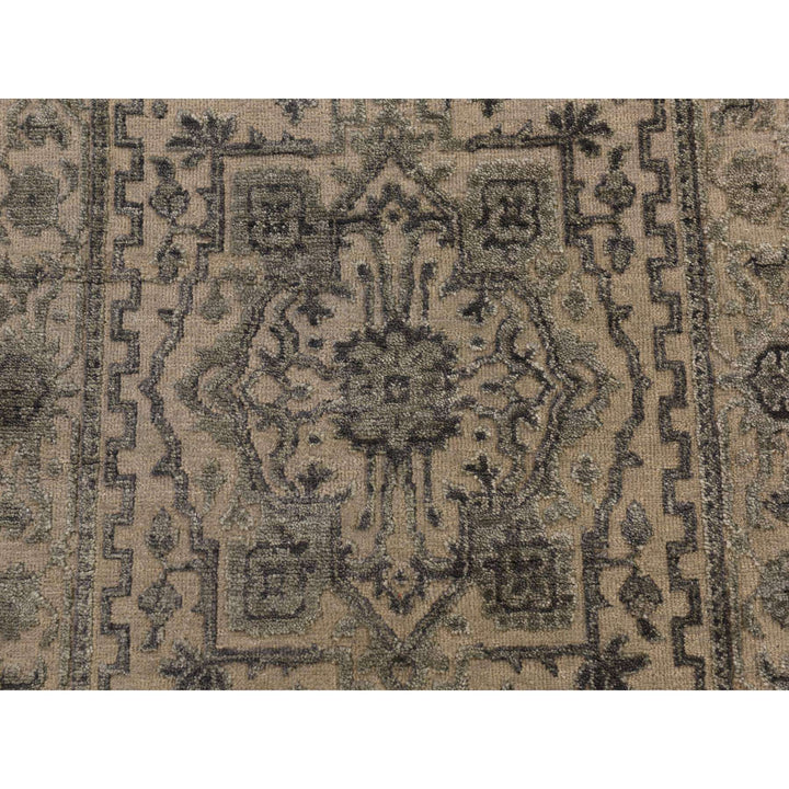 2'6" x 6'0" New Hand Knotted Brown Wool & Silk Runner Oriental Rug - MOA10278364