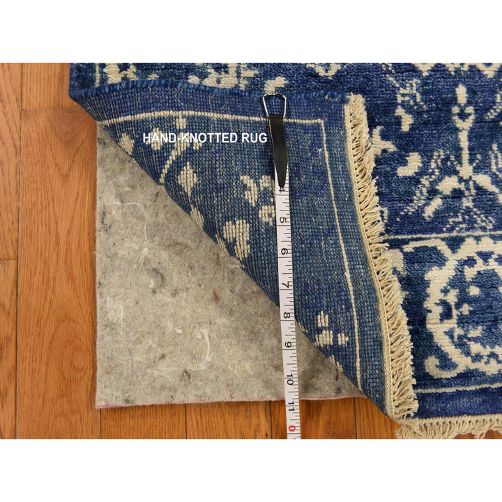 2'8" x 6'0" New Hand Knotted Blue Wool & Silk Runner Oriental Rug - MOA10278366